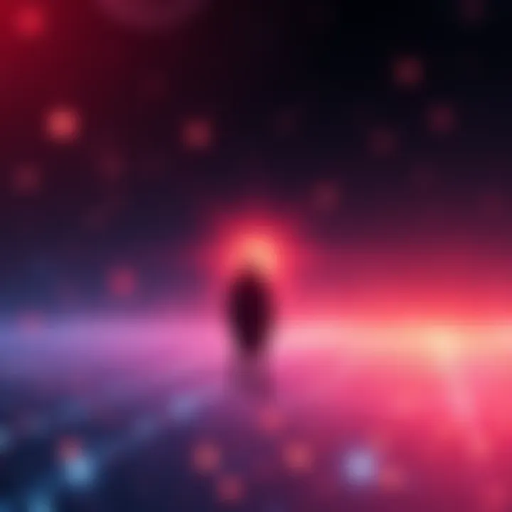 Visual representation of a glowing field symbolizing consciousness, with a human silhouette reflecting telepathy and connection