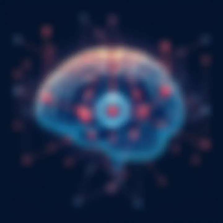 An illustration showing a brain intertwined with geometric shapes and quantum elements, symbolizing the integration of consciousness, neuroscience, and physics.