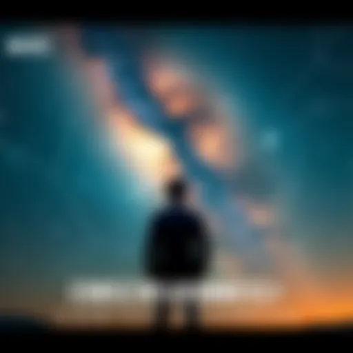 A serene image of a person looking into a starry night sky, contemplating the concept of life after death and consciousness.