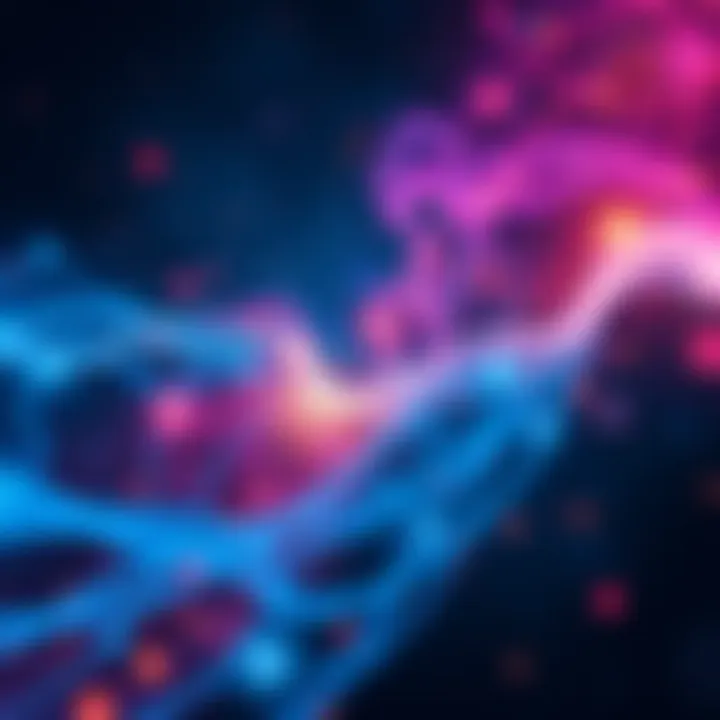 An abstract representation of consciousness blending with the universe, showing interconnected waves and stars.