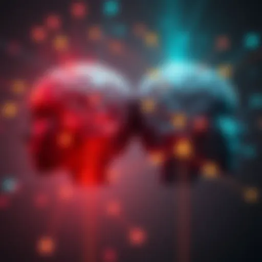 A visual representation of two brains, one symbolizing consciousness and the other representing being conscious, with lines connecting various thoughts and experiences.