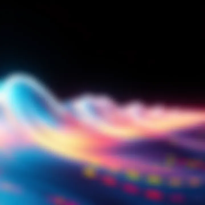 Illustration showing waves representing frequency and oscillation of consciousness, with abstract colors symbolizing perception.