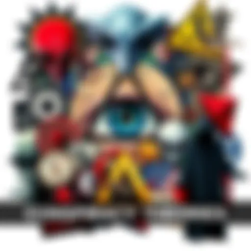 A collage of various conspiracy theory symbols including an eye, aliens, and a secret society figure, representing different wild theories.