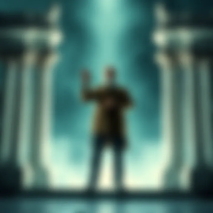 Conspiracy theorist standing at the Pearly Gates, looking surprised as he speaks to God about JFK's assassination.