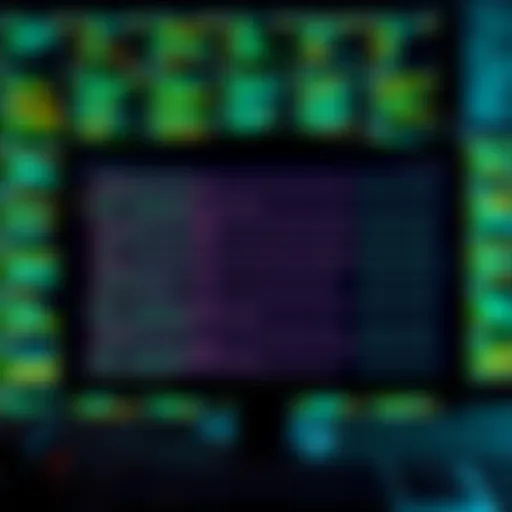 A computer screen displaying a database filled with conspiracy theory entries and sources