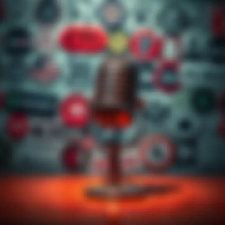 A collage of podcast logos and a microphone, symbolizing conspiracy theory discussions