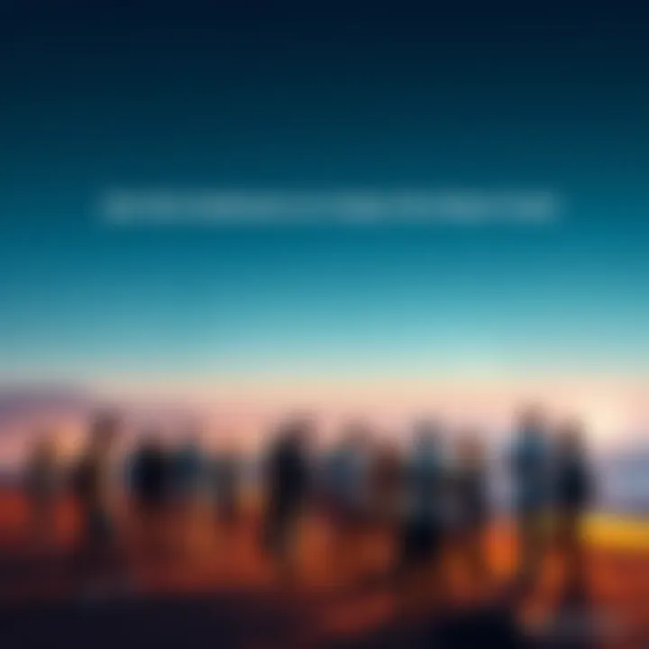 Group of people engaged in discussions at the Contact in the Desert event with a night sky background