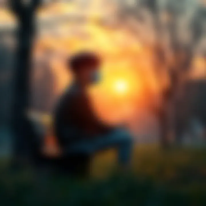 A person sitting on a bench looking thoughtful, surrounded by nature, representing the struggle with fear and uncertainty.