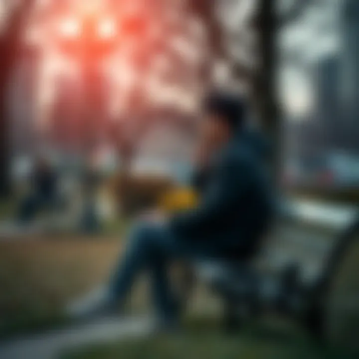 Individual sitting on a park bench, deep in thought about life's decisions and experiences