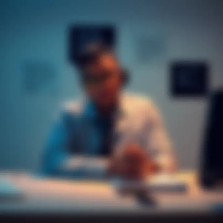 Individual sitting at a desk with a notebook, looking thoughtfully at various destination options for reality shifting, surrounded by motivational quotes