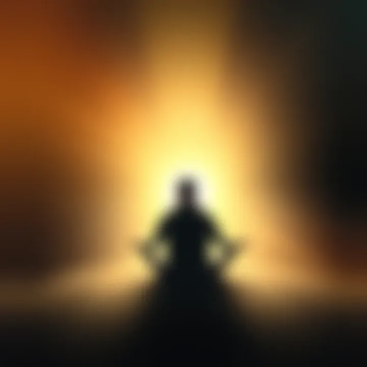A person sitting in meditation, surrounded by soft light, symbolizing reflection on self and consciousness.