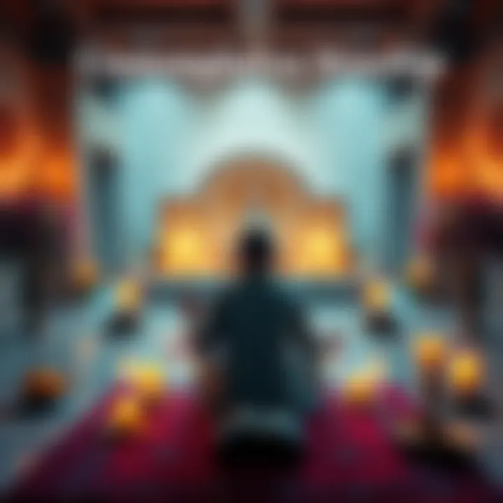 Contemplative Worship A modern Hellenic practitioner meditating with offerings in front of a serene altar, symbolizing the evolving relationship with deities.