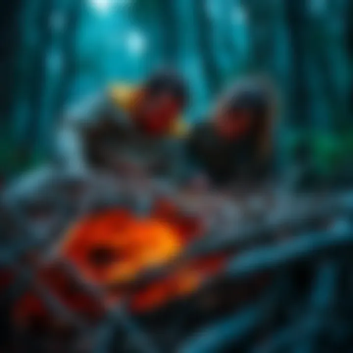 Matt Wright and Laura Z examining a large, unusual nest in the wilderness on Naked & Afraid