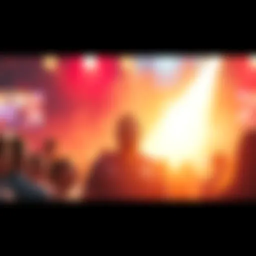 Controversial Figure in Focus A person labeled as 'full fed' stands in a spotlight, surrounded by people discussing his impact and reactions, showcasing a blend of admiration and criticism.