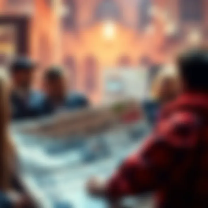 A newspaper with headlines about the latest controversy and a group of people discussing it.