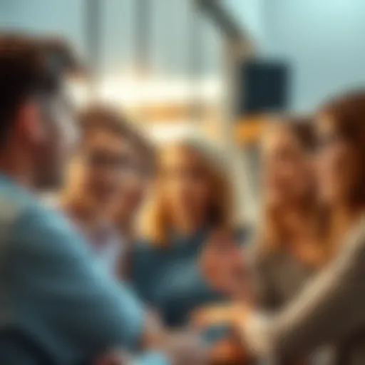 A group of people engaged in a discussion, showing various expressions that reflect assertiveness and passion.