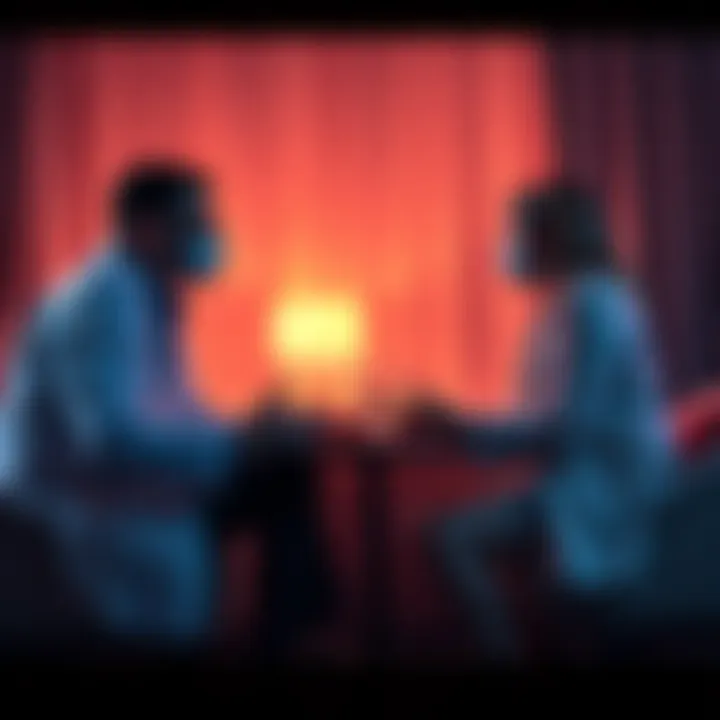 Conversation about the Paranormal Two people discussing paranormal experiences with a skeptical healthcare professional in a cozy setting