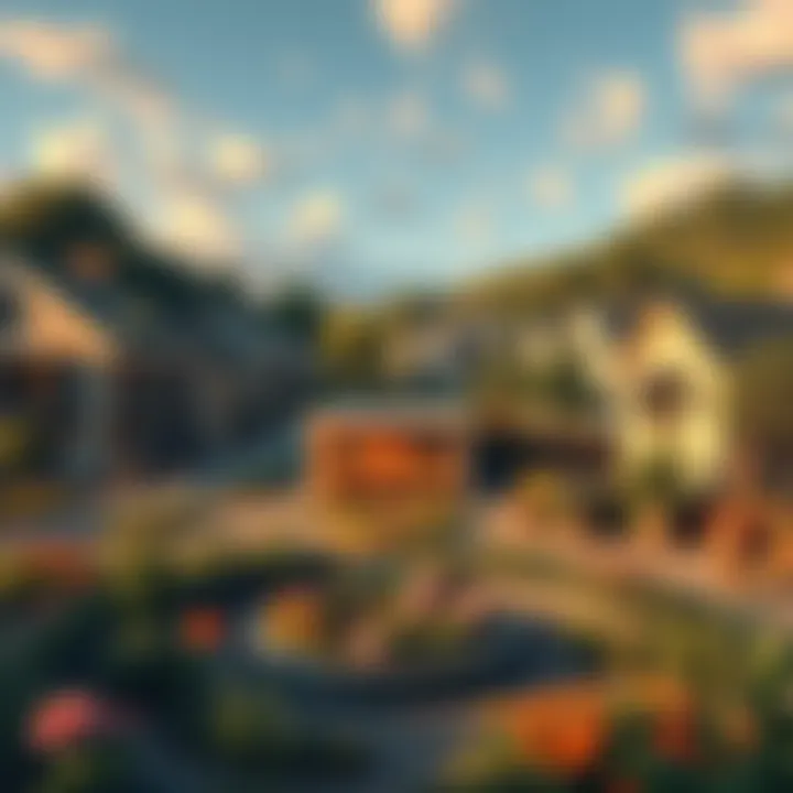 A vibrant communal space illustrating cooperation and self-sufficient living