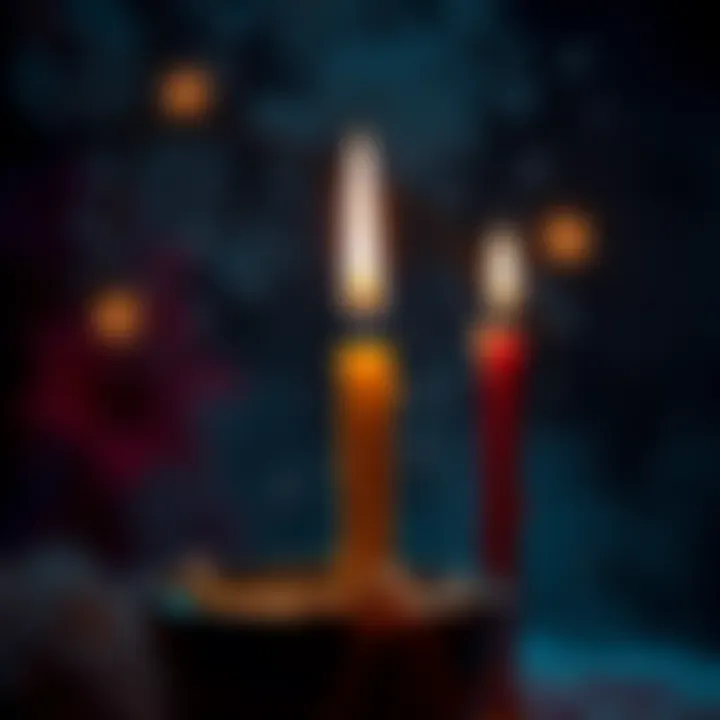 A candle flickers during a cord cutting ritual, symbolizing the release of emotional ties and friendships.