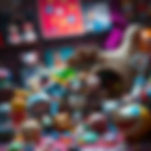 A cornucopia filled with childhood toys and memories, evoking feelings of nostalgia and curiosity.