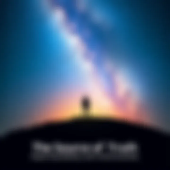 A person standing on a hill, gazing at a starry sky, symbolizing the search for truth and consciousness in reality.