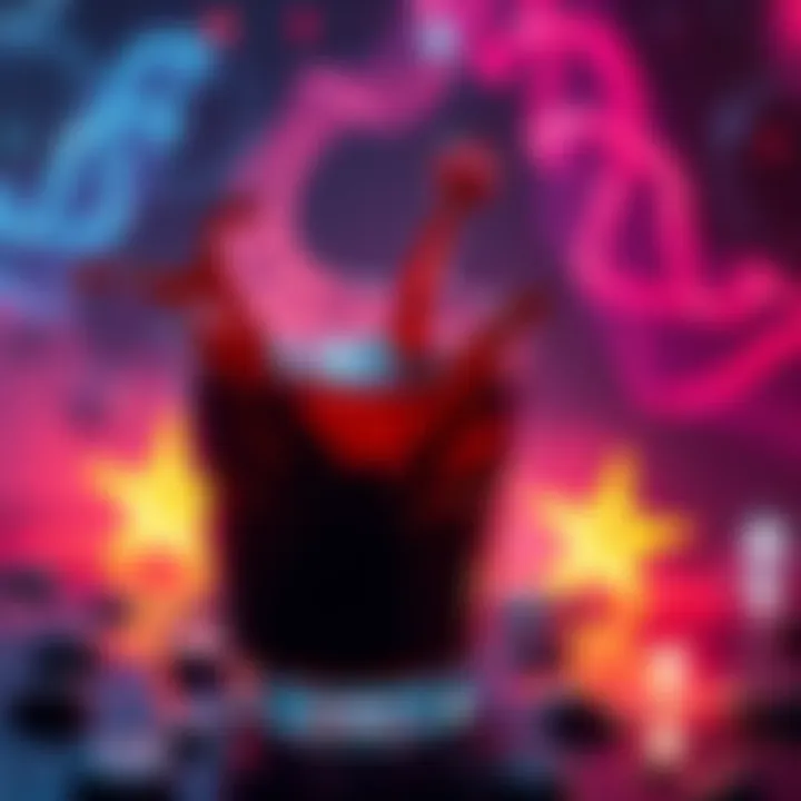 A dark, swirling liquid in a cup, surrounded by ominous cosmic energy and glowing symbols, suggesting a spiritual connection.
