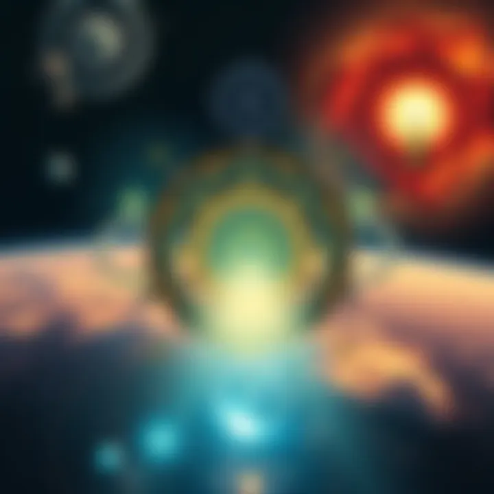 Cosmic Engineering Concept Art A visually striking representation of cosmic engineering featuring a blend of scientific elements and mystical symbols, inspired by Jack Parsons' work, showing the intersection of science and magick.