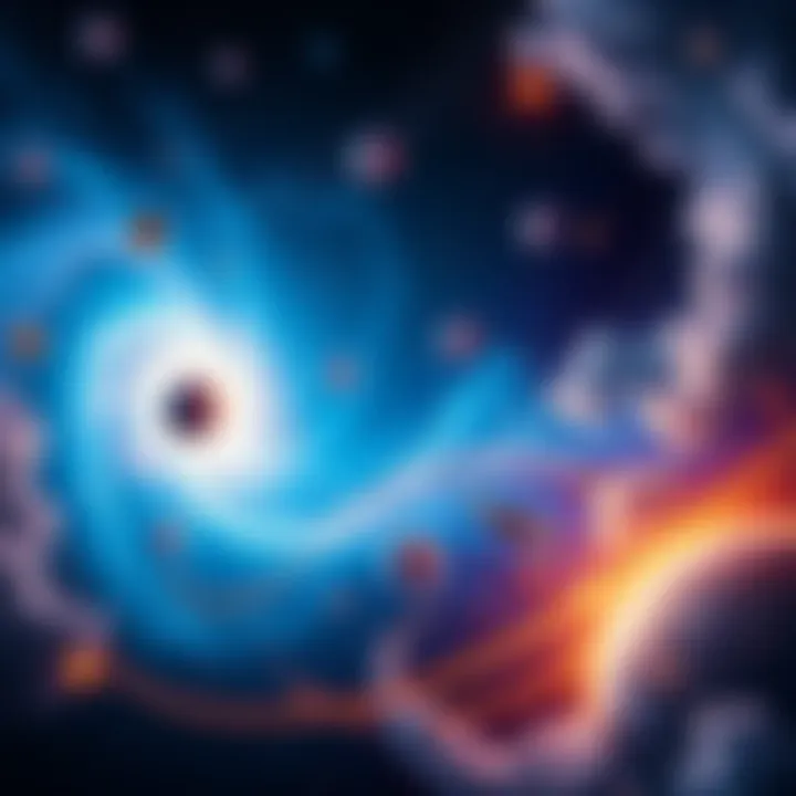 A vibrant depiction of the universe with swirling galaxies and playful celestial bodies, symbolizing chaos and beauty in cosmic creation.