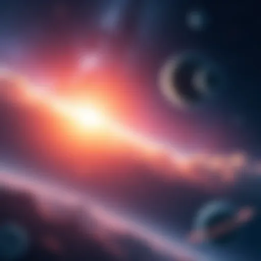 A serene cosmic scene with stars and planets representing human choices in relation to the Creator.