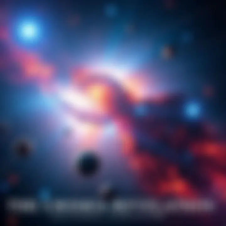 A vibrant cosmic scene featuring stars and galaxies interconnected, symbolizing the evolution and unity of intelligent beings across the universe.