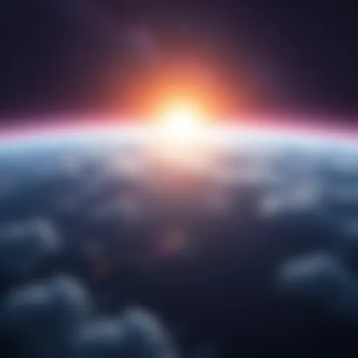 A view of the cosmic horizon with a bright light shining in the distance, symbolizing the idea of Paradise beyond reach.