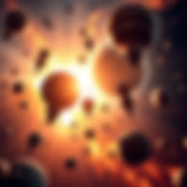 A representation of celestial objects falling instead of moving apart, illustrating a bold theory about the universe's motion.