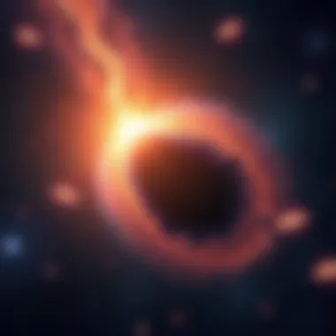 A depiction of a massive cosmic void in space pulling nearby galaxies towards it, illustrating its impact on the universe's structure.
