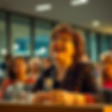 Councillor Donna Rachel Laughing Councillor Donna Rachel laughing while discussing violence reports involving British girls, with a concerned audience in the background.