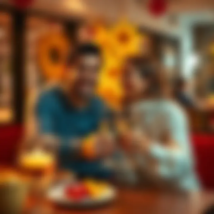 A happy couple celebrating their new relationship at a dinner table, smiling and toasting with glasses, showing joy and excitement.