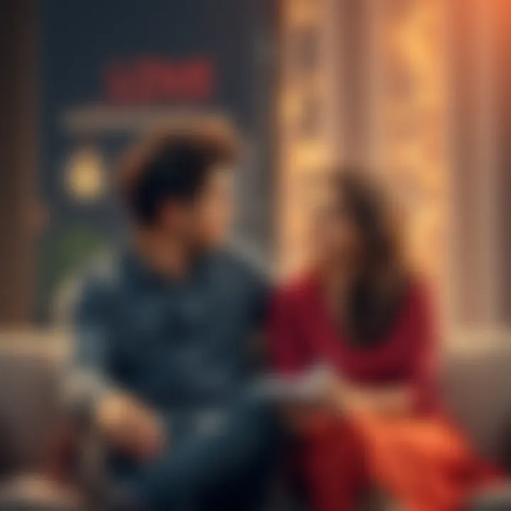 A young couple sitting together, sharing ideas about love and marriage