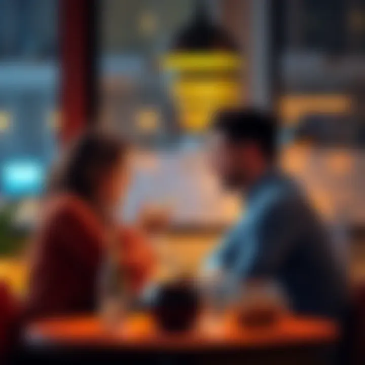 A couple sitting together at a table, having a heartfelt conversation about their relationship.