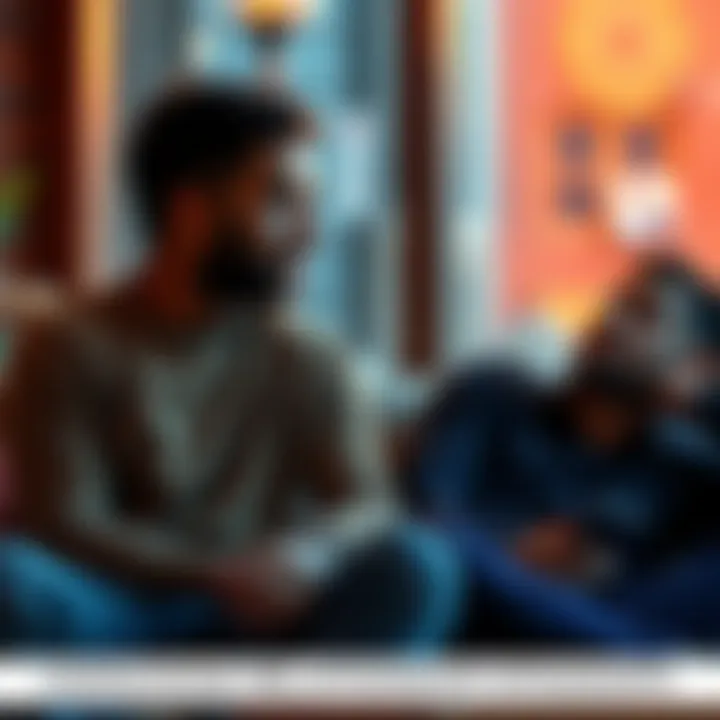 A couple sitting together, engaged in a serious conversation about their relationship, with thoughtful expressions on their faces.