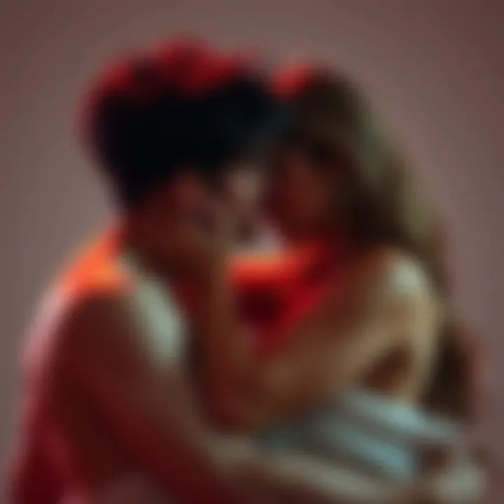 A couple sharing an intimate moment with one partner displaying dominant traits