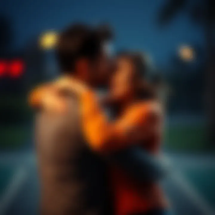 Couple Embracing After Reunion A couple hugging tightly, showing joy and relief after overcoming challenges, symbolizing love and resilience