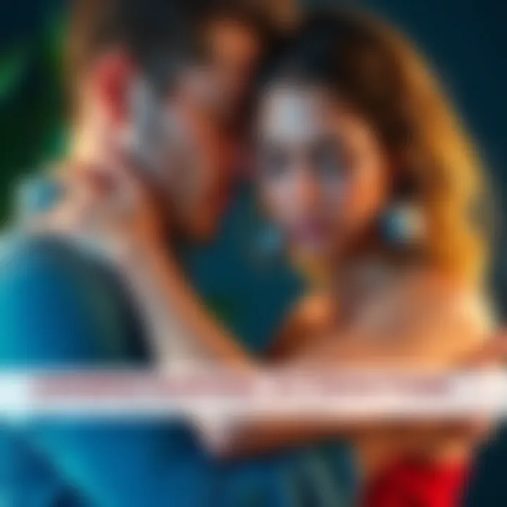 A man and woman in a close embrace, showing tension in their expressions, symbolizing an obsessive relationship.