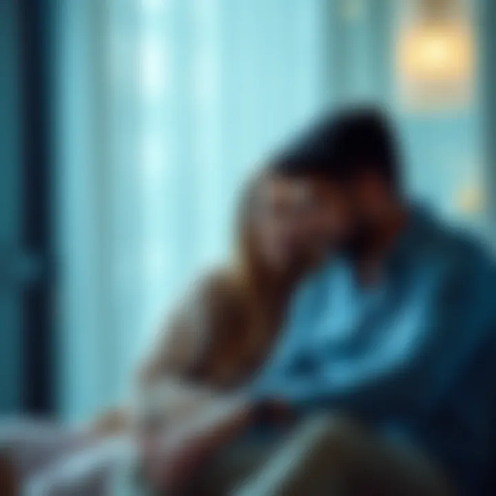 Two people sharing a deep conversation A couple sitting closely, engaged in a heartfelt conversation, showing emotional connection