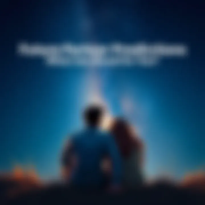A couple sitting together under a starry sky, looking hopeful as they discuss future relationships.