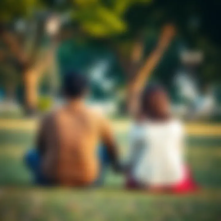Couple holding hands A couple sitting together, holding hands in a park, symbolizing love and commitment in their marriage.