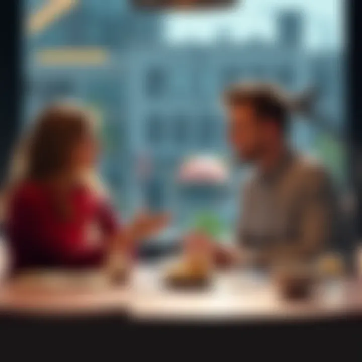 A couple sitting at a table, talking about marriage, spouse attributes, and financial goals.
