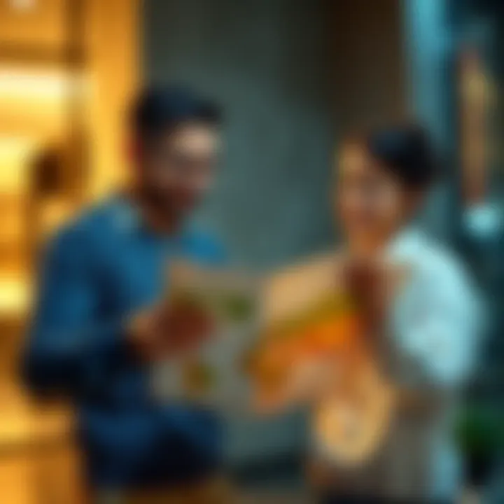 A married couple reviewing a map and discussing their options for relocating to another country