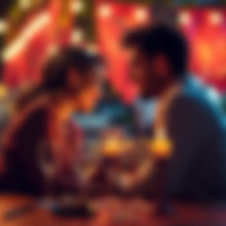 Couple enjoying a romantic date A couple having an intimate dinner under candlelight, showcasing deep emotions and connection