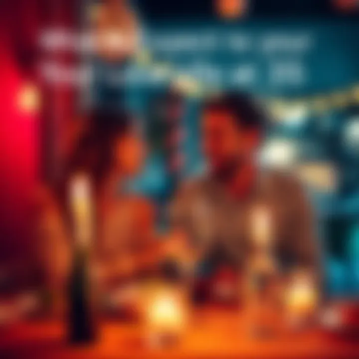 Couple enjoying a romantic dinner A couple sitting at a candlelit table, smiling and sharing a meal, representing love and connection at age 35