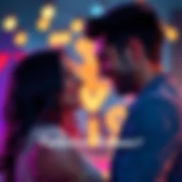 A man and woman exchange a warm smile, hinting at a growing attraction between them in a romantic setting.