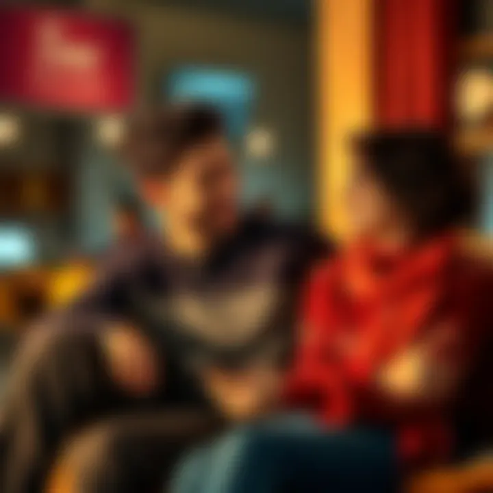 A couple sitting closely together, sharing a warm smile while discussing their feelings about their relationship, conveying understanding and connection.